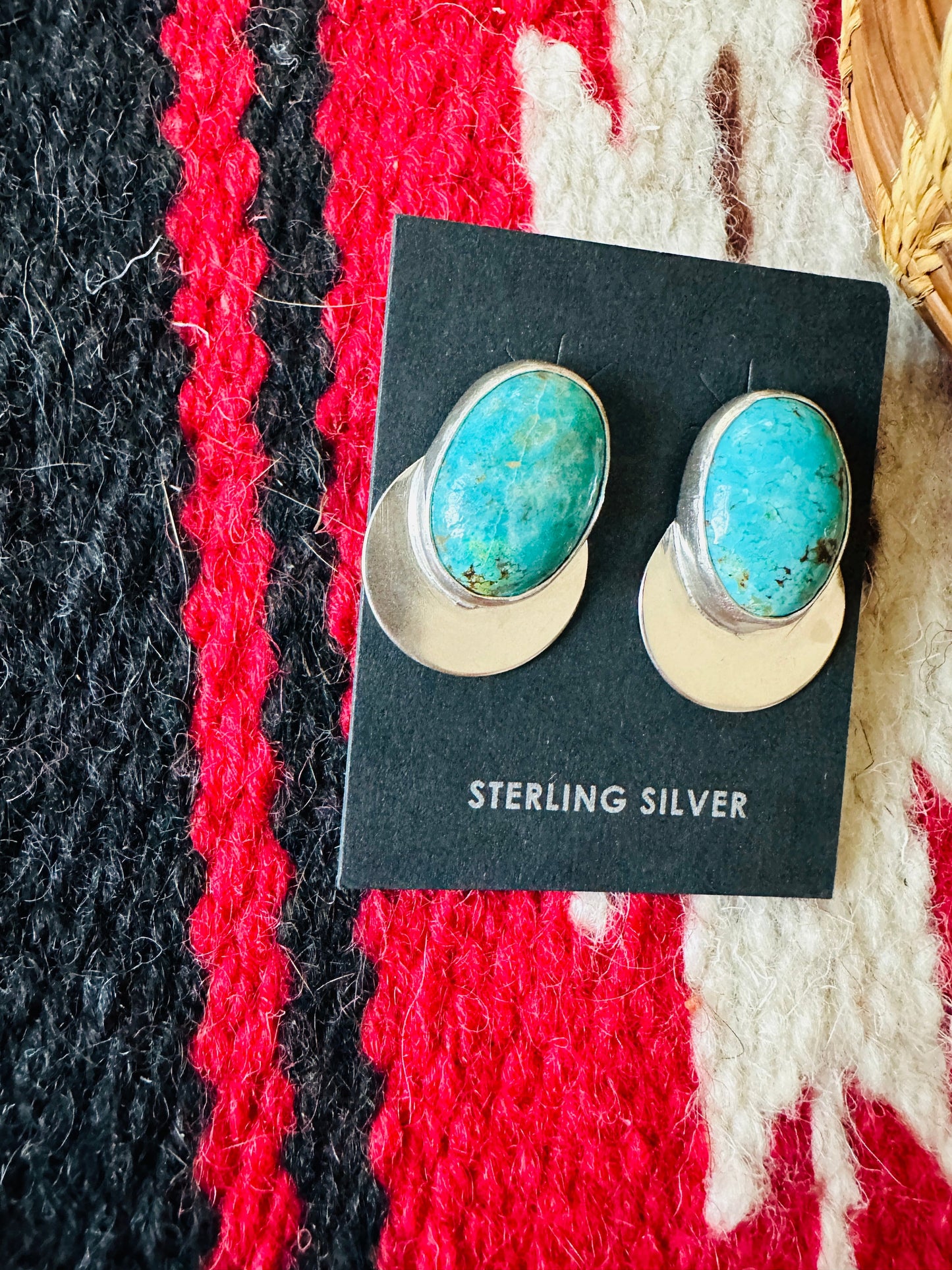 Handcrafted Turquoise & Sterling Silver Post Earrings
