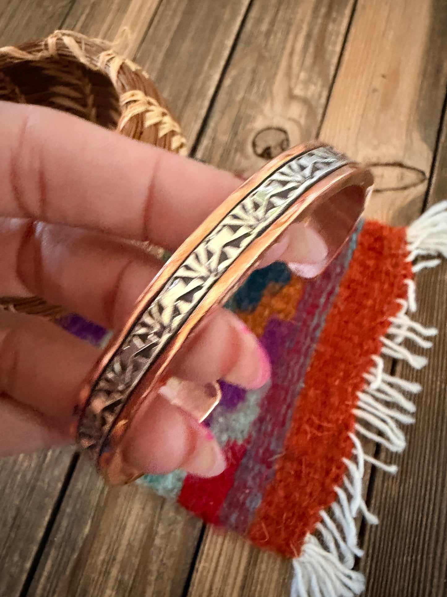 Handcrafted Copper & Sterling Silver Cuff Bracelet