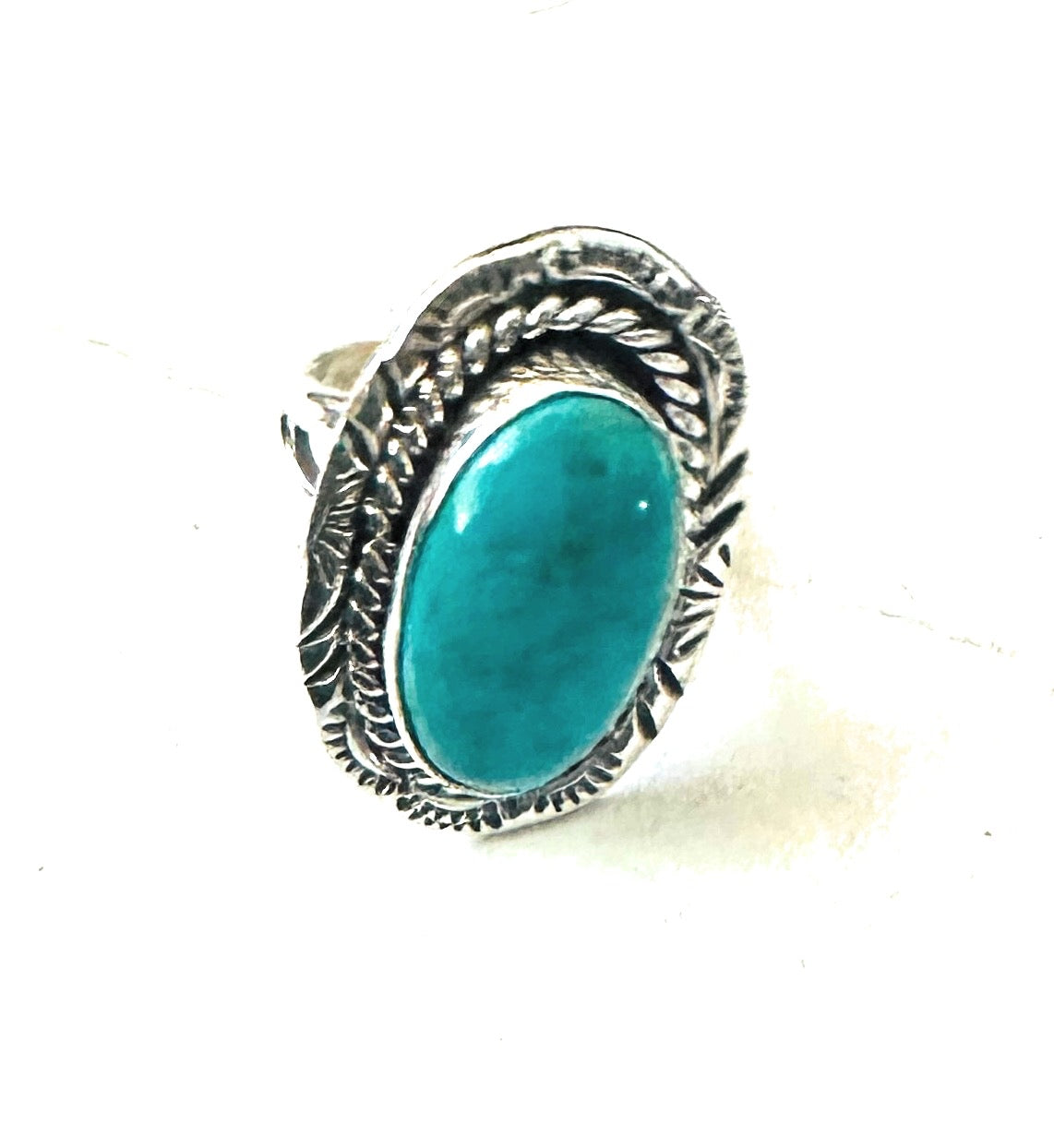 Navajo Kingman Turquoise & Sterling Silver Ring Size 6