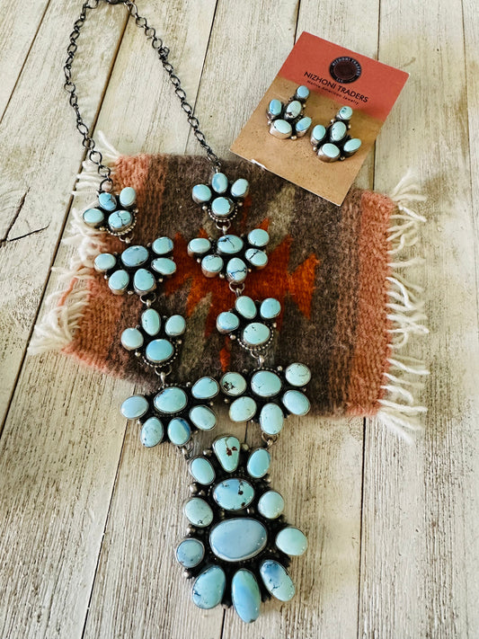 Handcrafted Golden Hills Turquoise & Sterling Silver Necklace Set