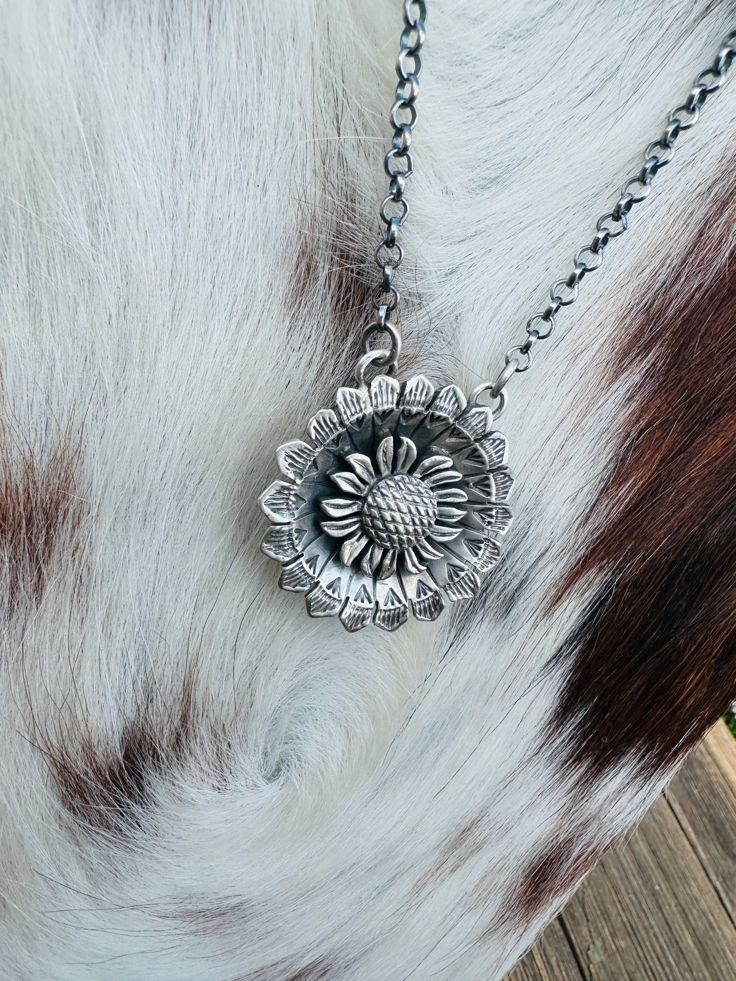 Handcrafted Sterling Silver Sunflower Necklace