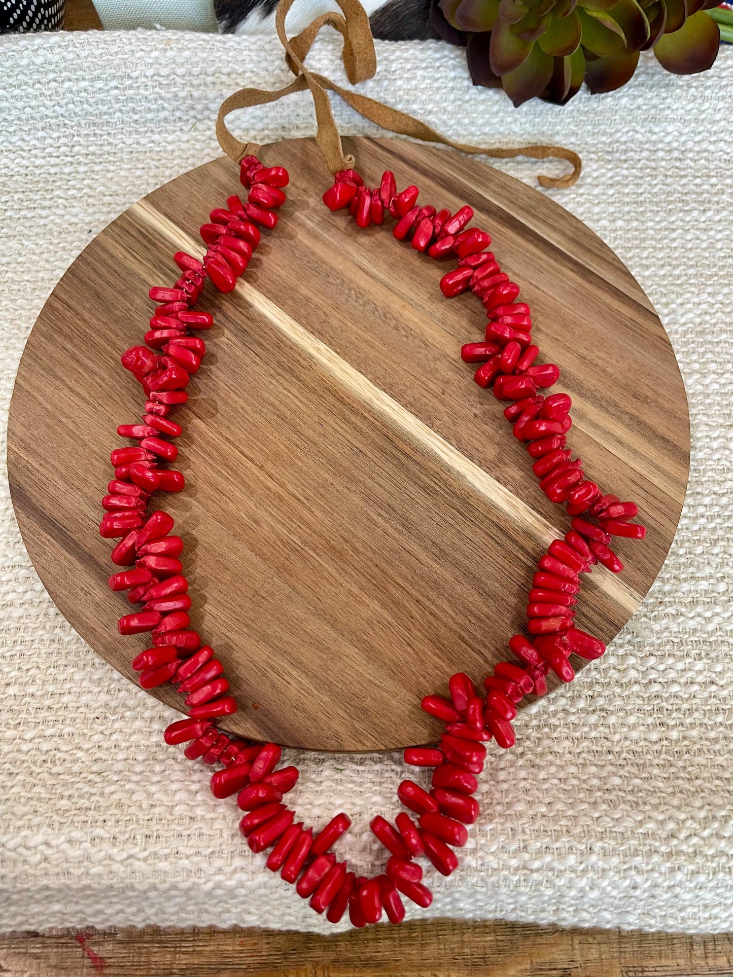Vintage Handmade Red Beaded Necklace