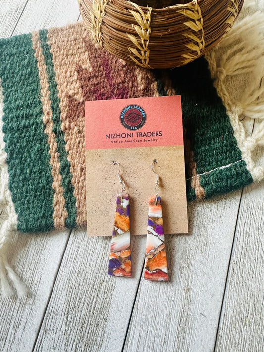 Handcrafted Sterling Silver & Purple Spice Slab Dangle Earrings