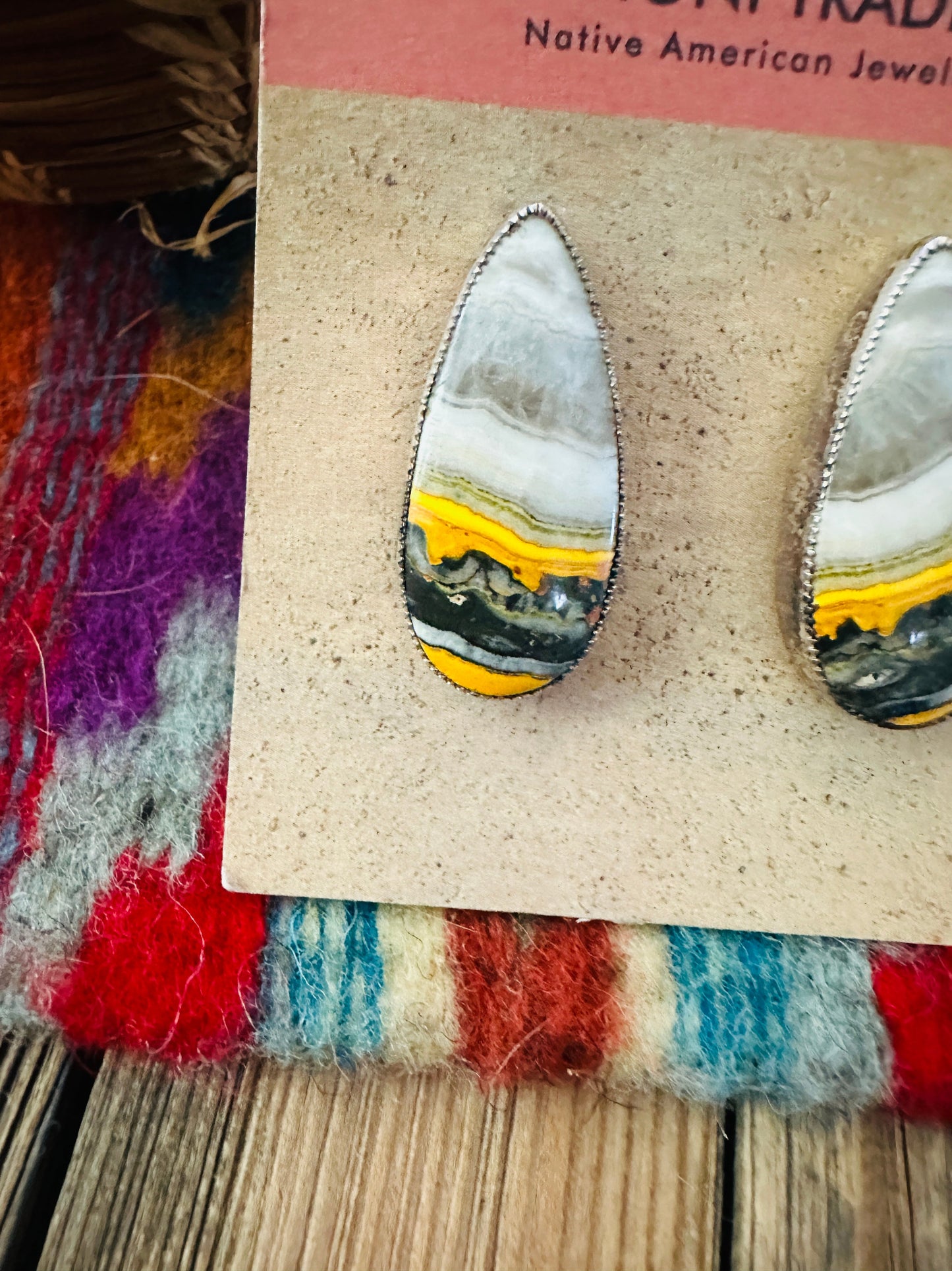 Handcrafted Bumblebee & Sterling Silver Post Earrings