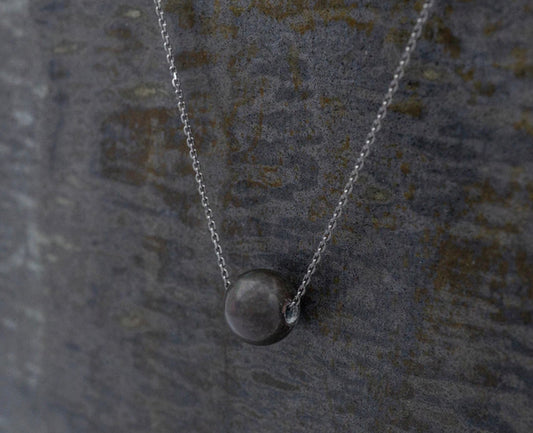 Black Pearl On Sterling Silver Oxidized Chain