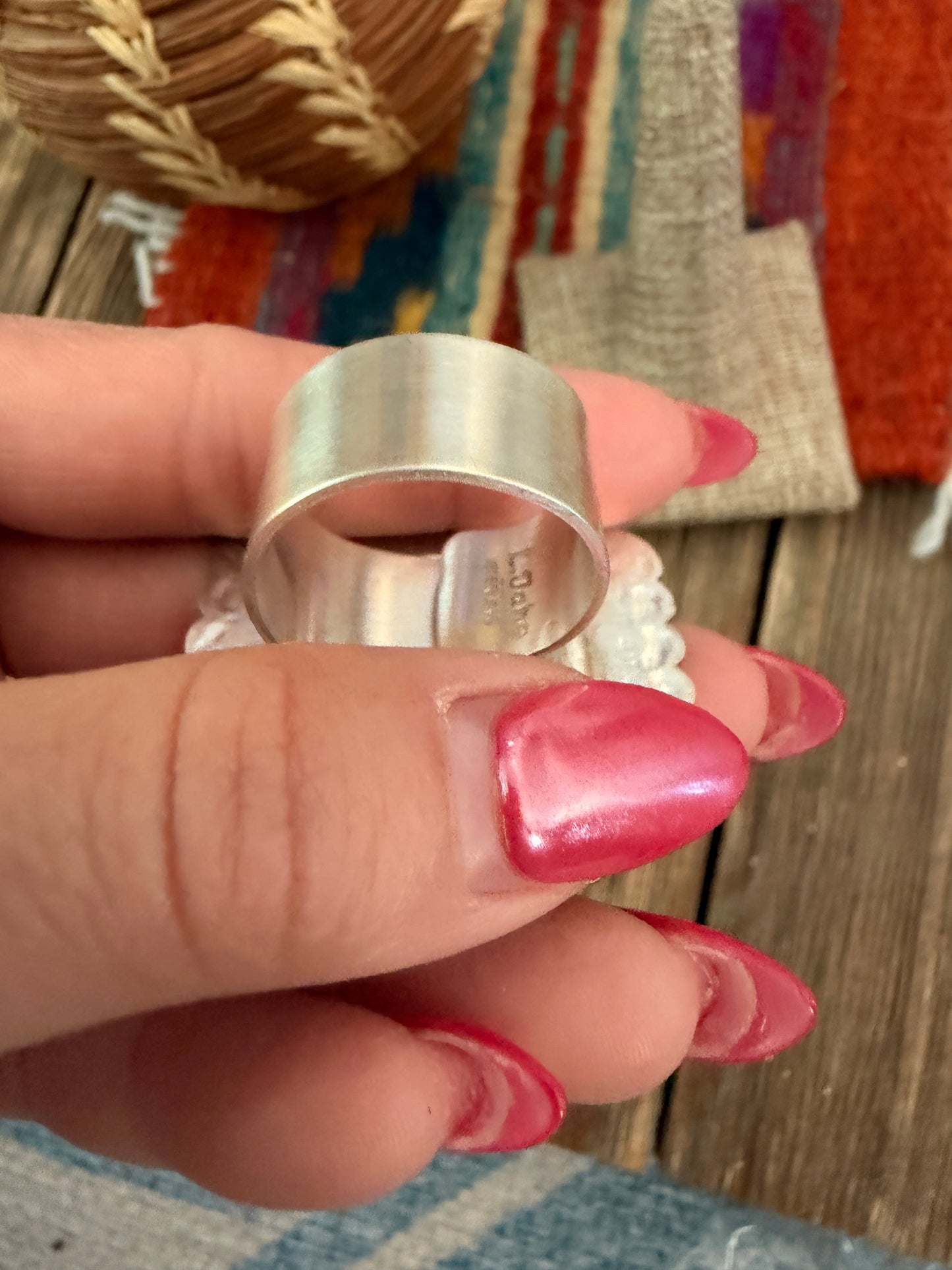 Handcrafted Sterling Silver Adjustable Cross Concho Ring by Leander Tahe