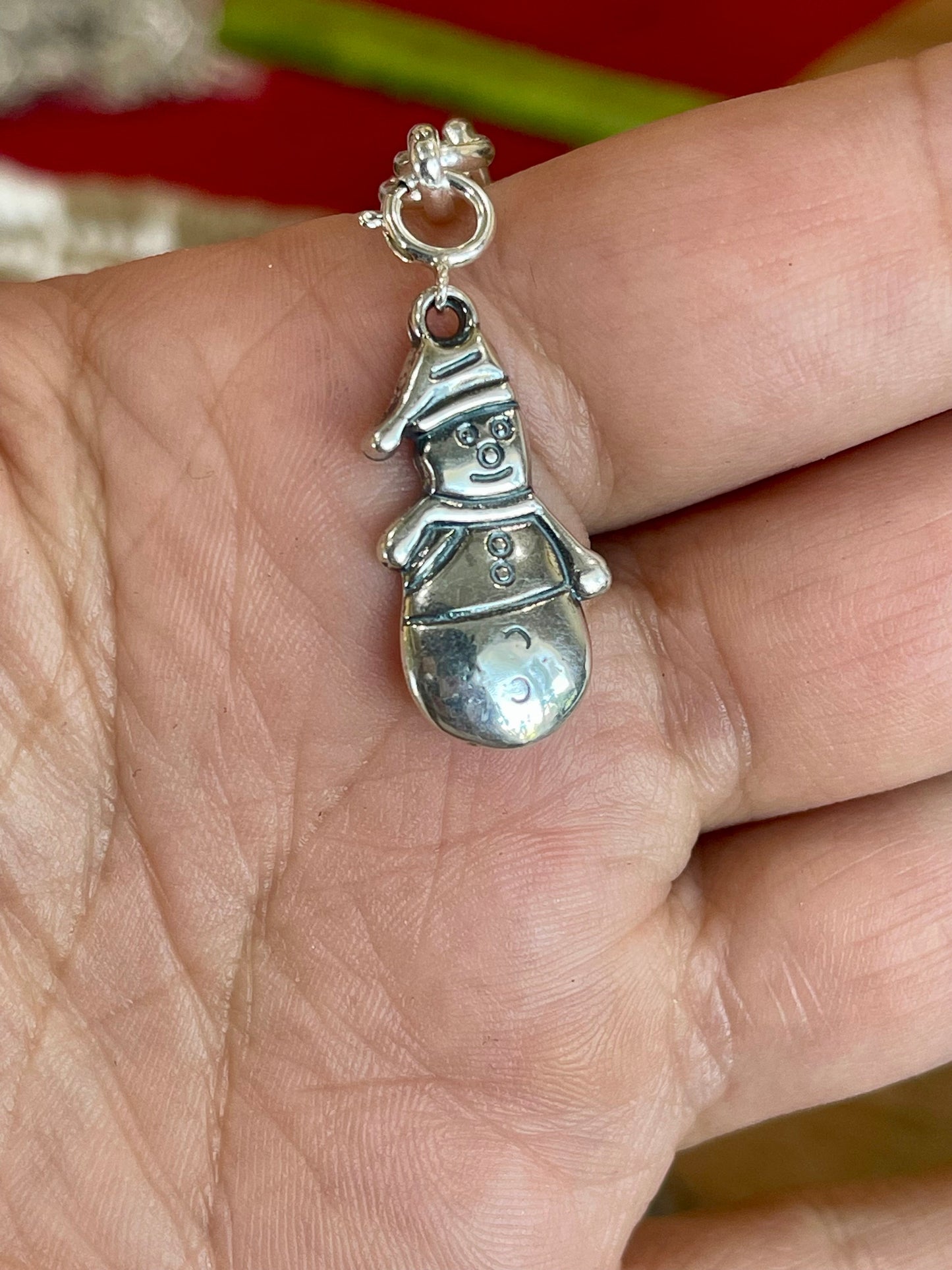 Handcrafted Sterling Silver CHRISTMAS SNOWMAN Charm