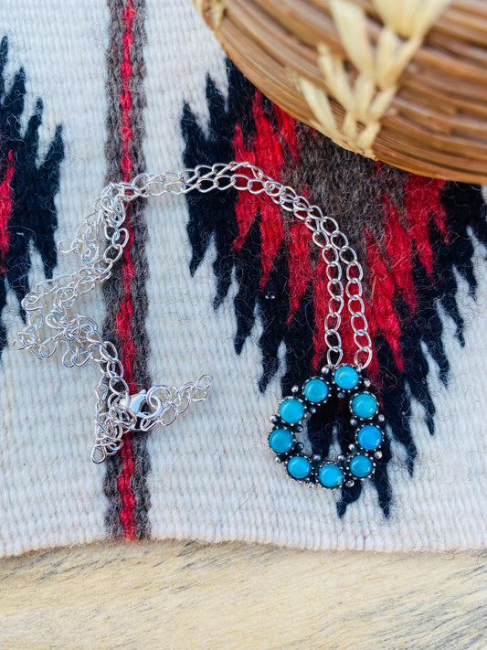 Handcrafted Sterling Silver & Turquoise Cluster Necklace