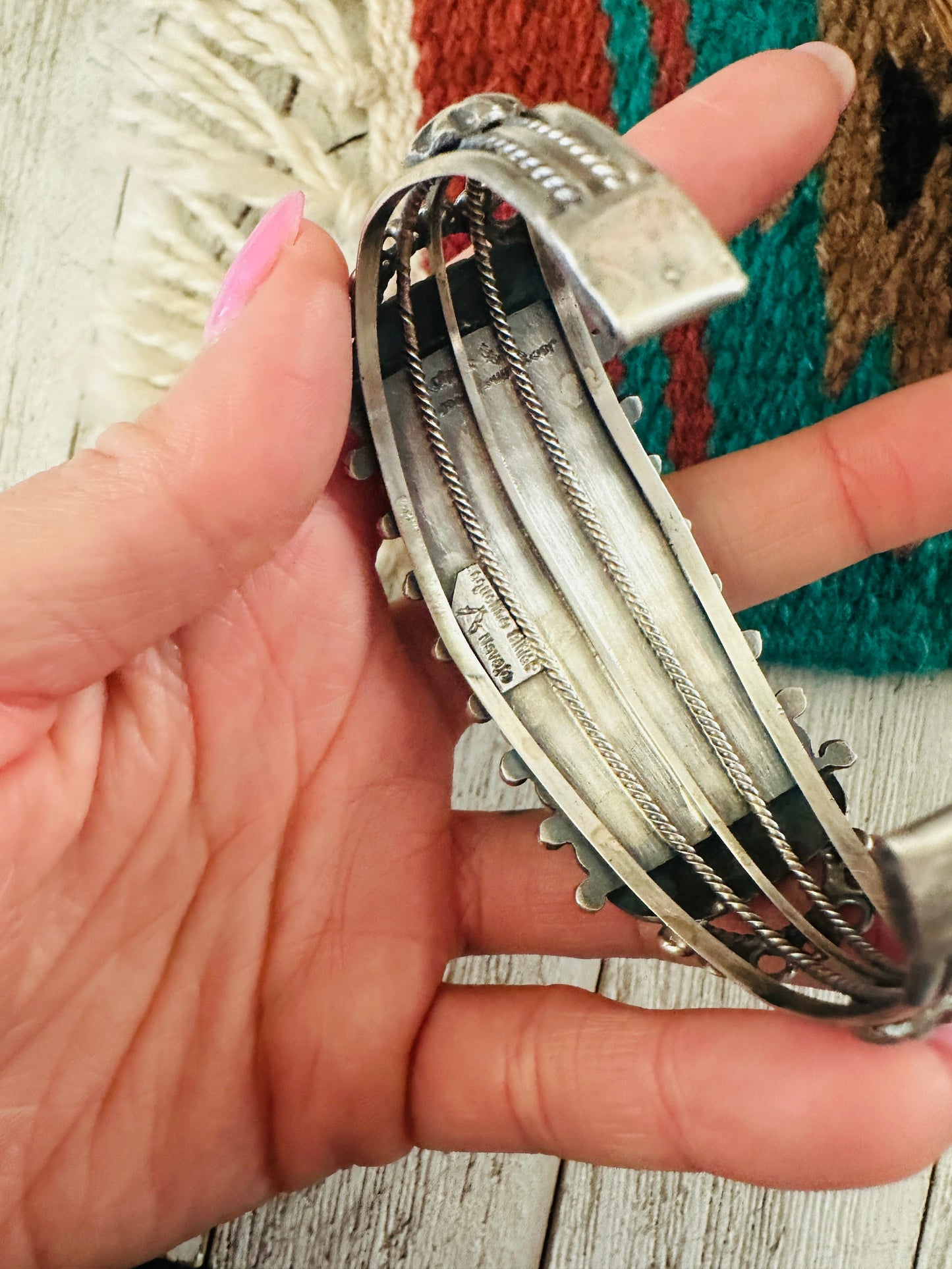 Handcrafted Sterling Silver & Mother of Pearl Cuff Bracelet