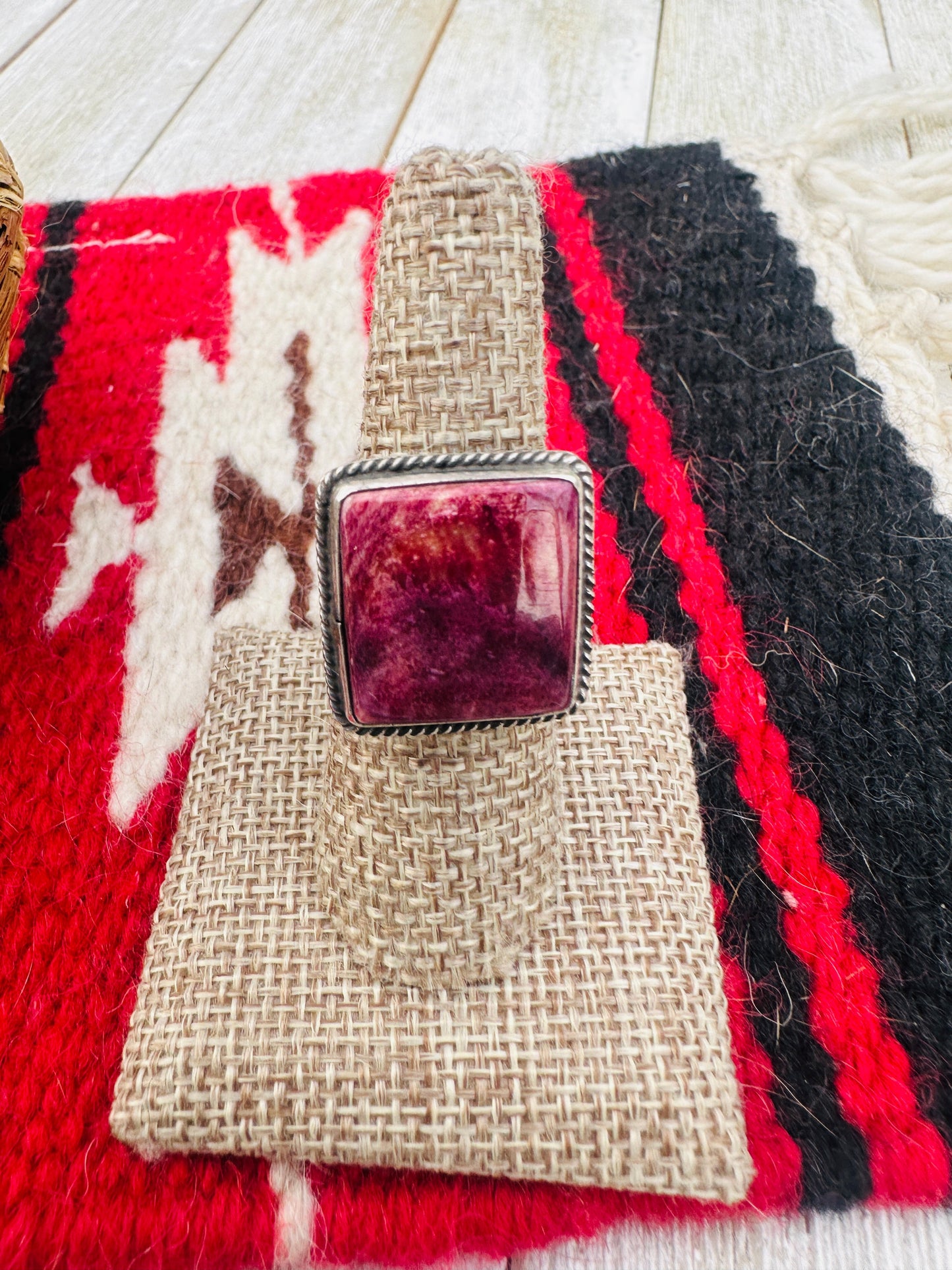 Hand Crafted Purple Spiny & Sterling Silver Ring Size 8 by Sunshine Reeves