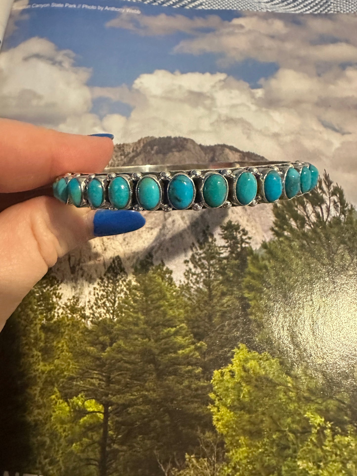 Beautiful Handmade Turquoise Sterling Silver Bangle By Dan Dodson style 2