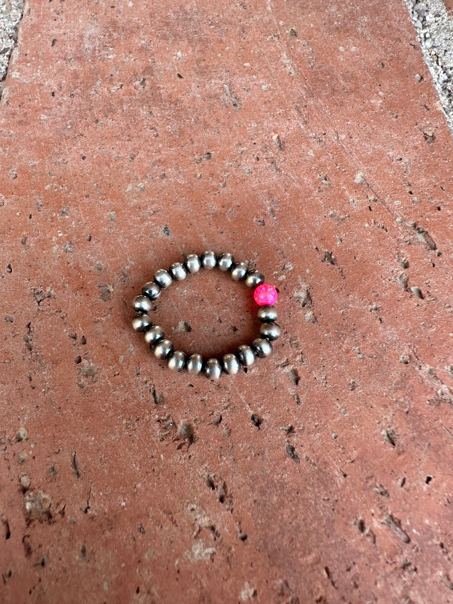 THE VENICE BAND Handmade Sterling Silver  Pearl Style Beaded Stretch Ring