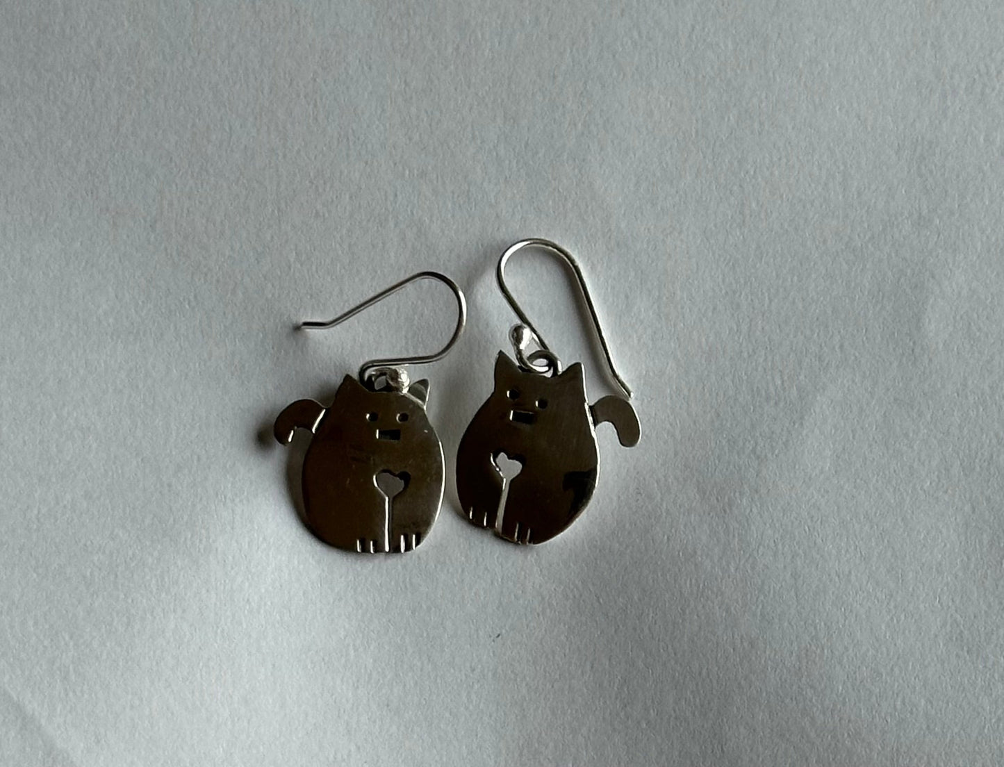 Fat Cat Sterling Silver Earrings