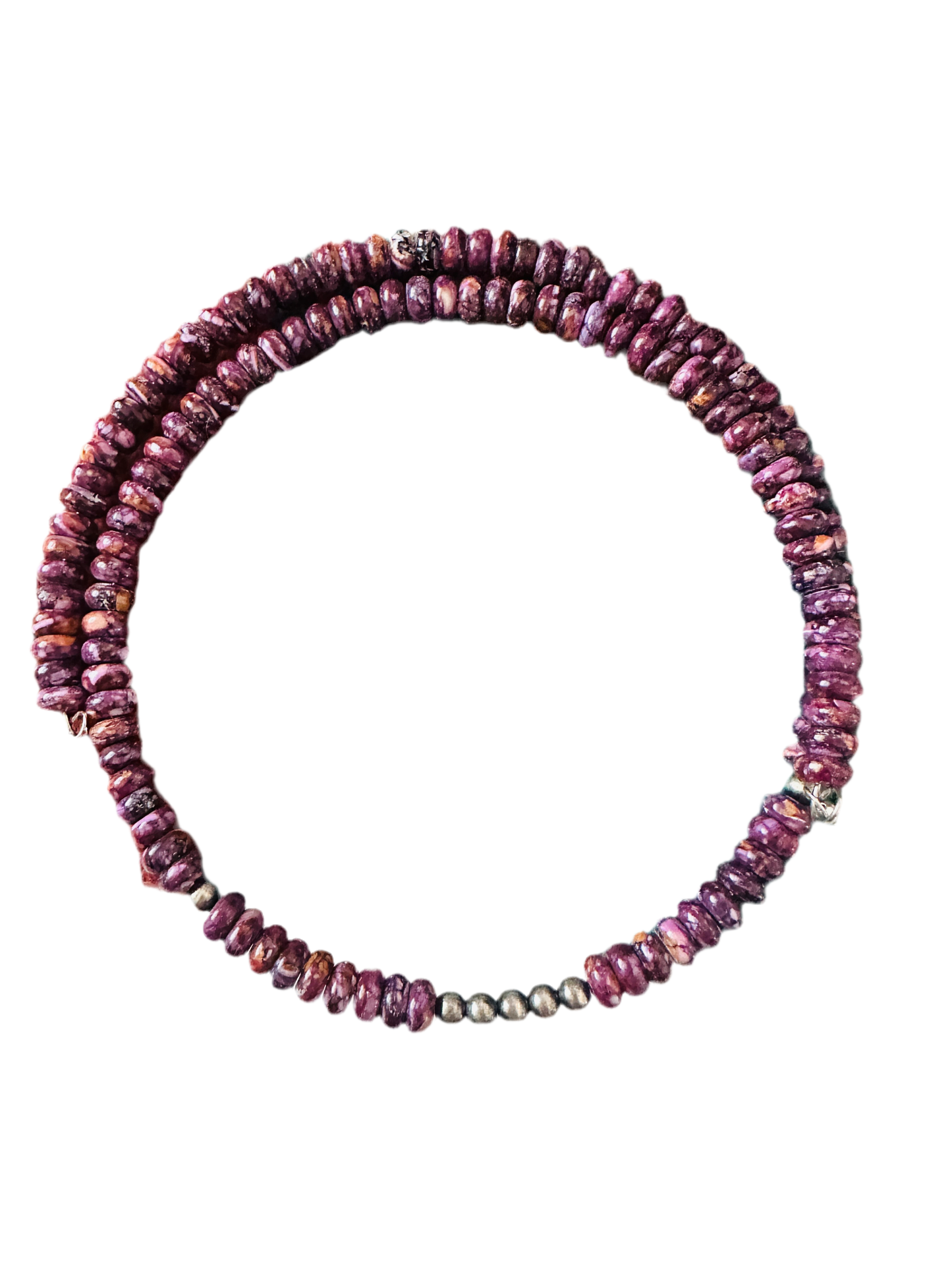 Handcrafted Purple Spiny & Sterling Silver Beaded Wrap Choker Necklace