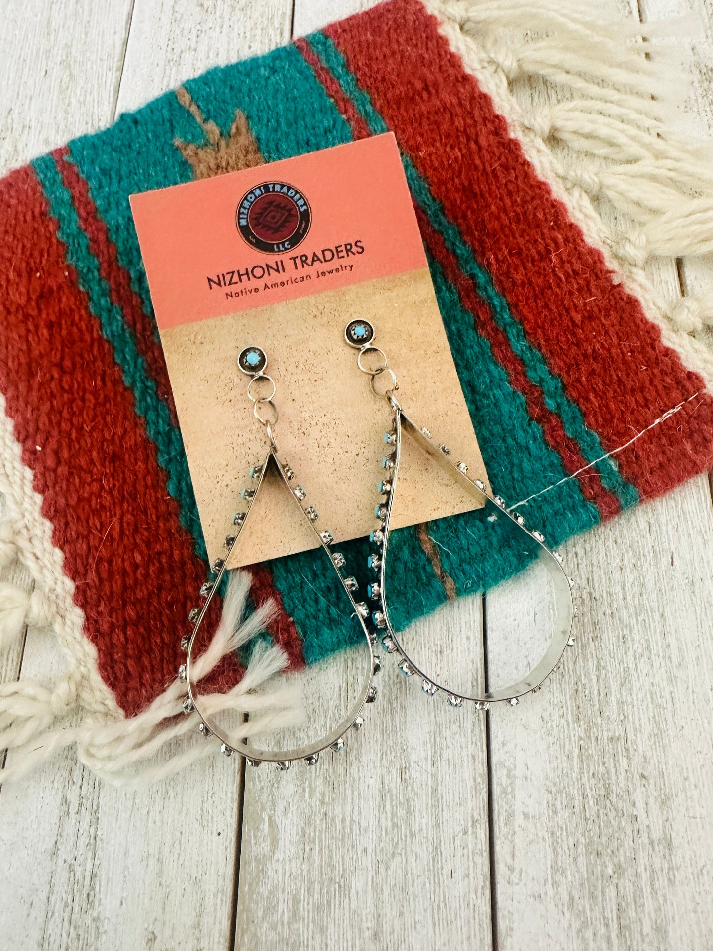 Handcrafted Turquoise & Sterling Silver Snake Eye Dangle Earrings