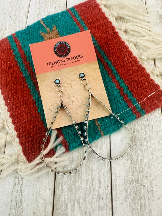 Handcrafted Turquoise & Sterling Silver Snake Eye Dangle Earrings