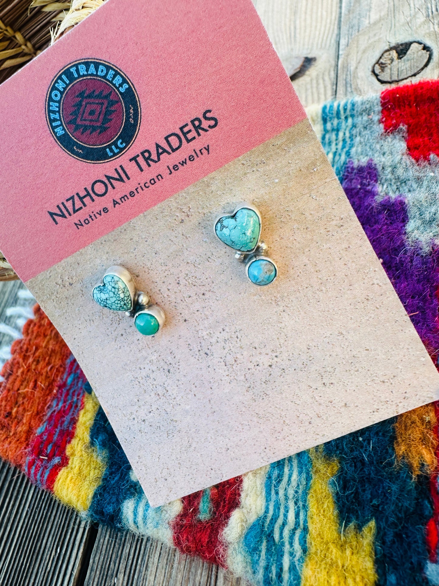 Handcrafted Turquoise & Sterling Silver Heart Earrings