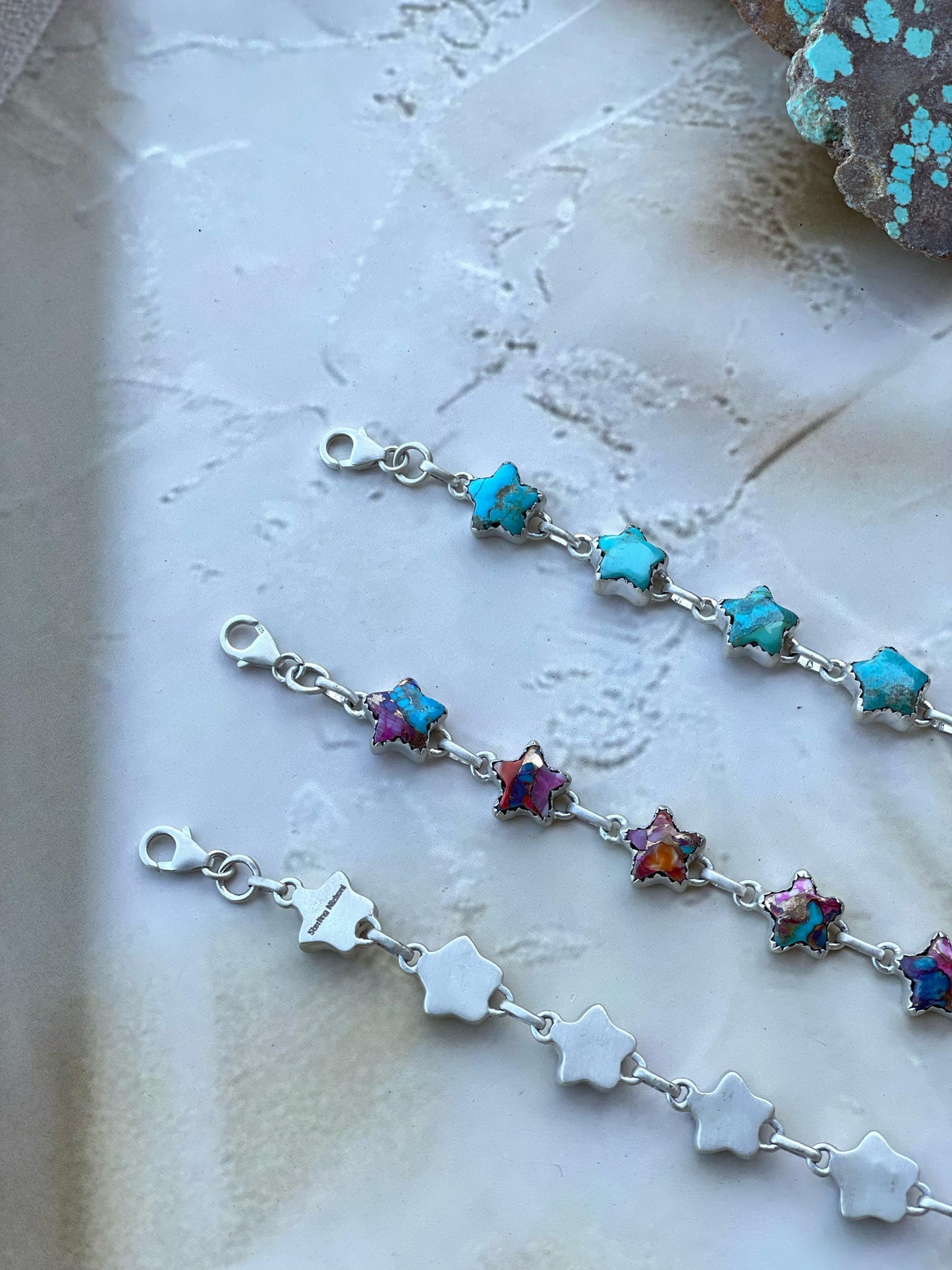 Handmade Sterling Silver STAR Link Bracelet