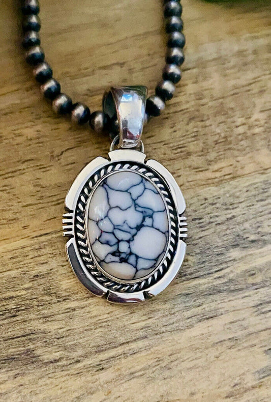 Handcrafted Sterling Silver & White Gibbsite Pendant