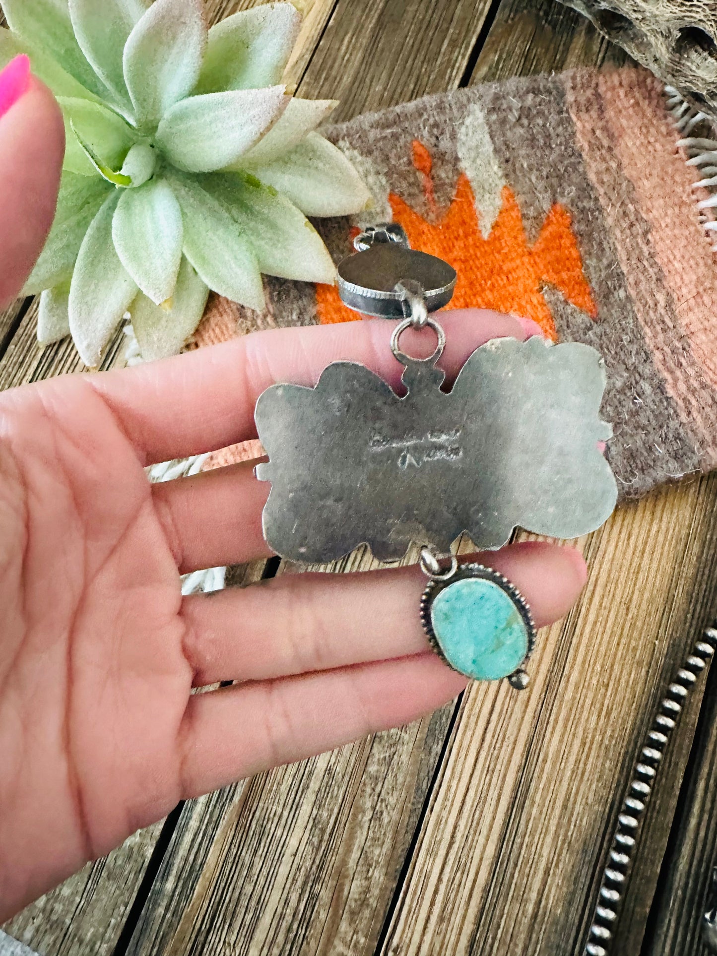 Handcrafted Royston Turquoise and Sterling Silver Pendant by Jacqueline Silver