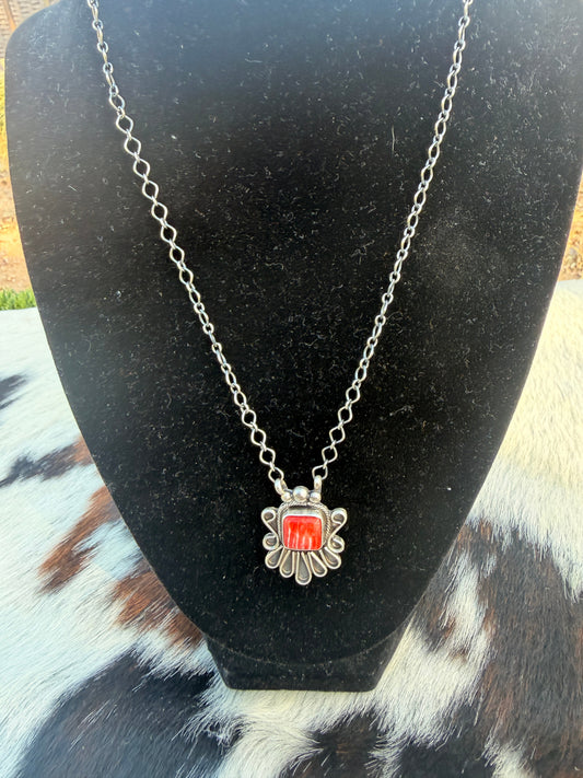 Handcrafted Spiny Oyster & Sterling Silver Necklace
