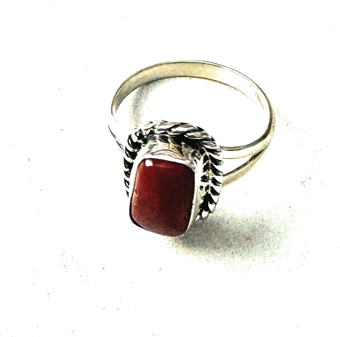 Navajo Coral & Sterling Silver Ring Size 7