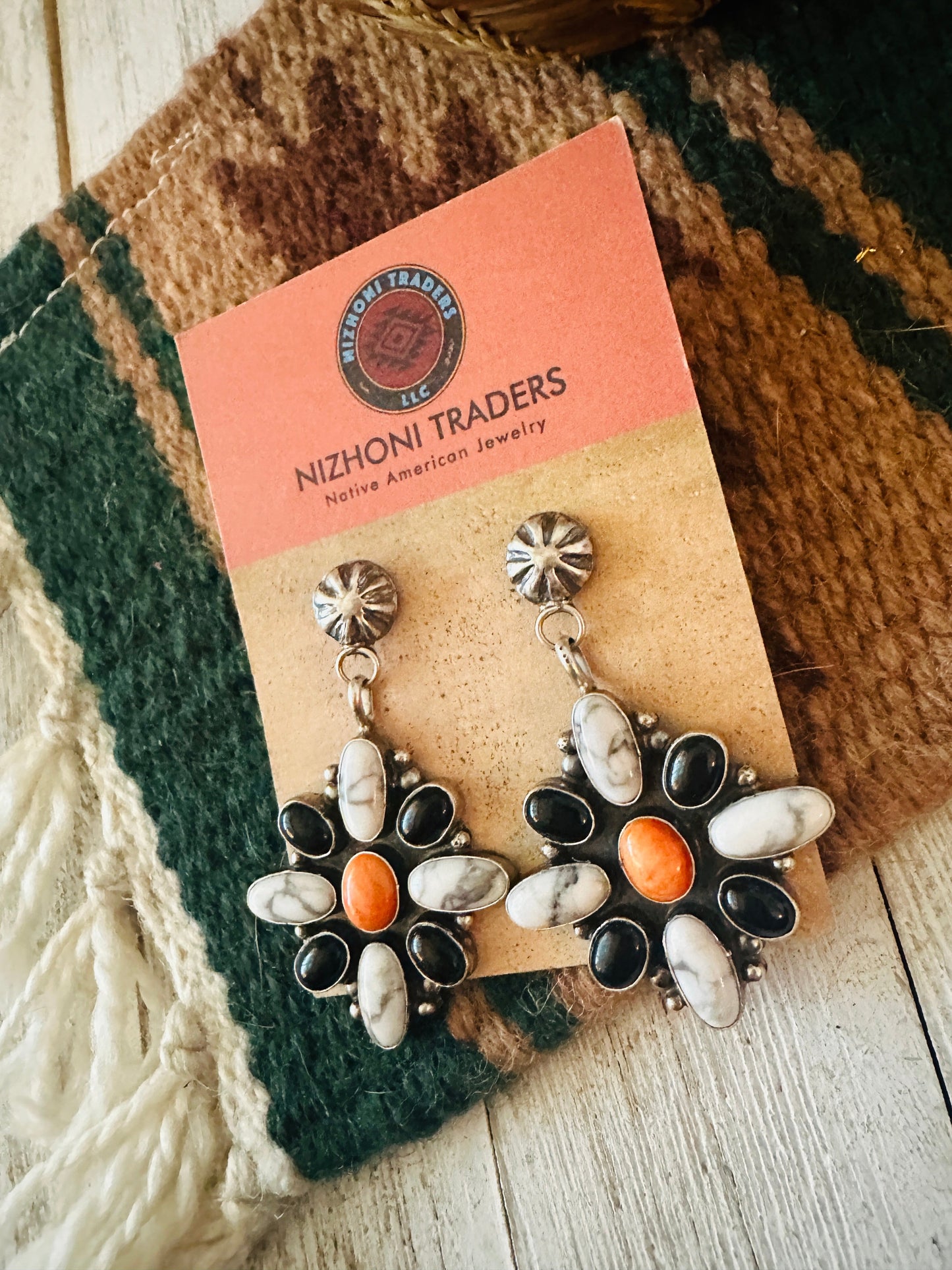 Handcrafted Multi Stone & Sterling Silver Dangle Earrings