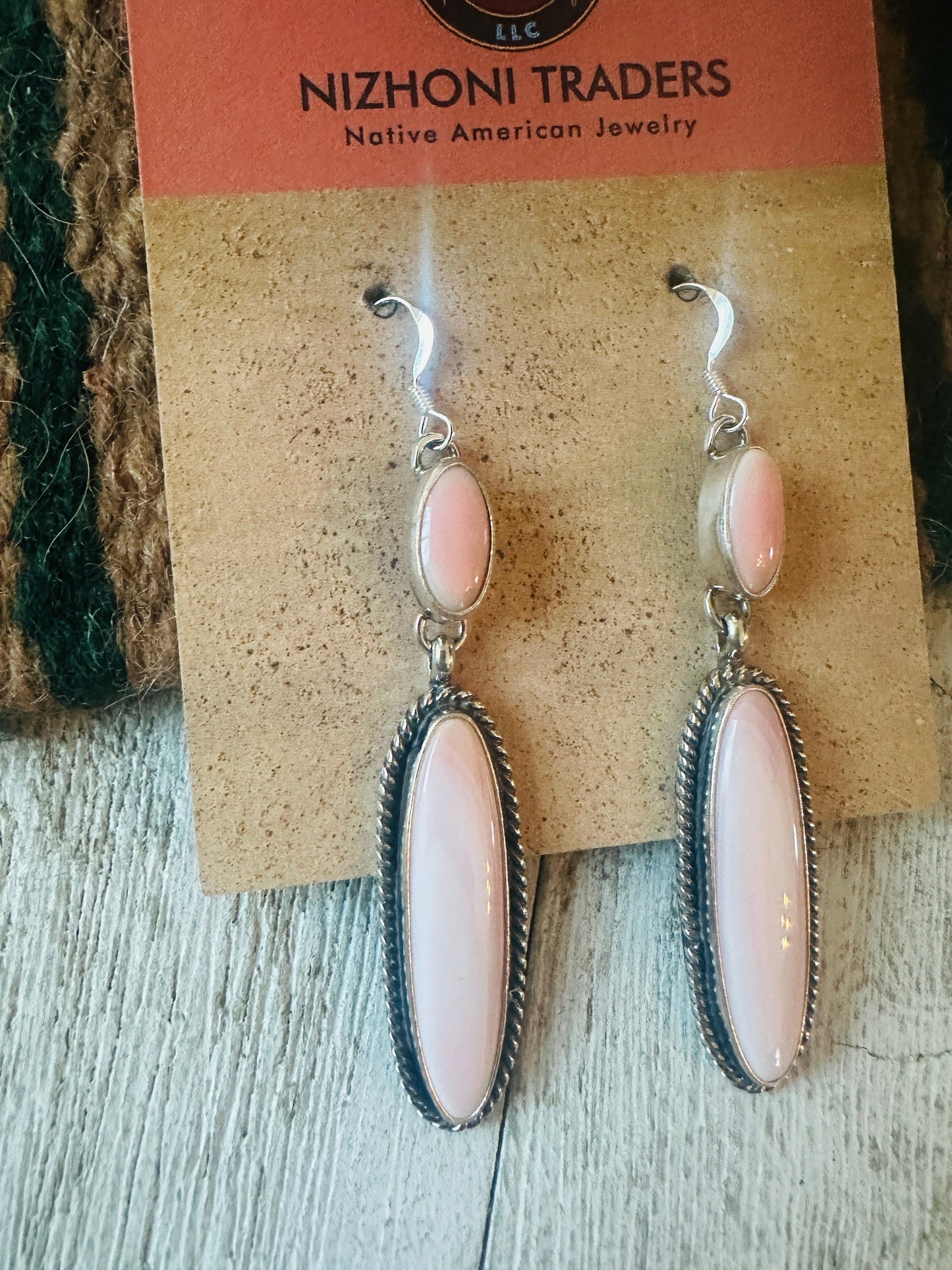 Handcrafted Sterling Silver & Queen Pink Conch Dangle Earrings