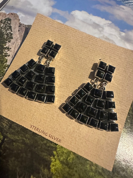 Beautiful Handmade Onyx Post Dangle Earrings By Dan Dodson