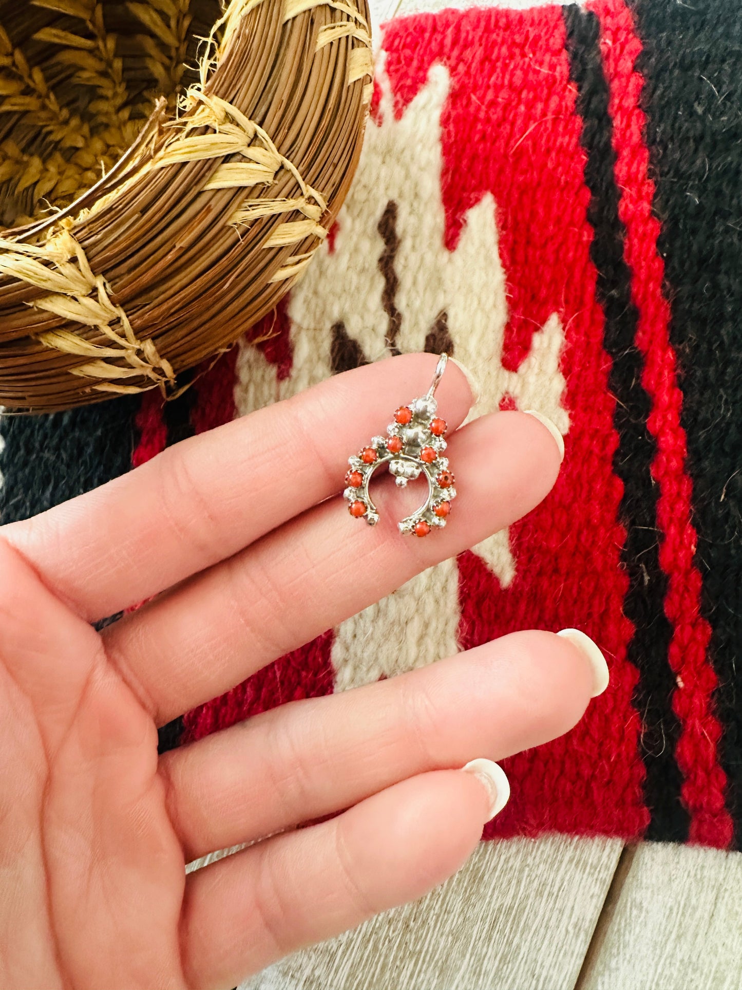 Handcrafted Sterling Silver & Coral Mini Naja Pendant