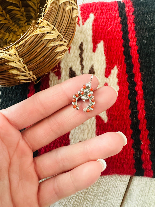 Handcrafted Sterling Silver & Coral Mini Naja Pendant