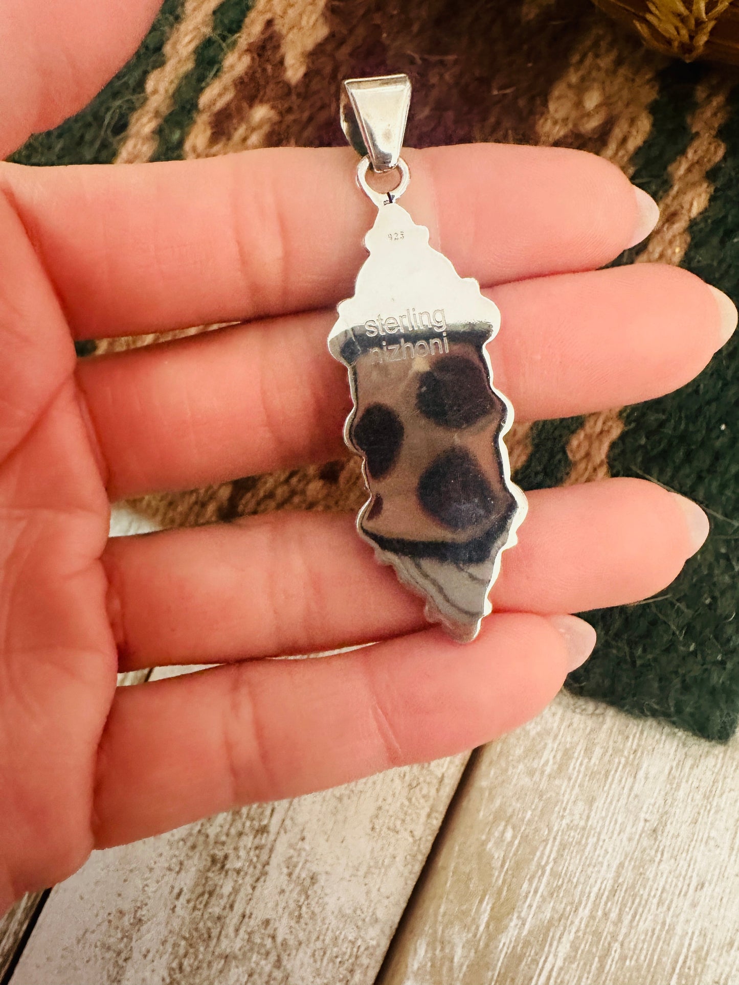 Handmade Green Opal & Sterling Silver Pendant