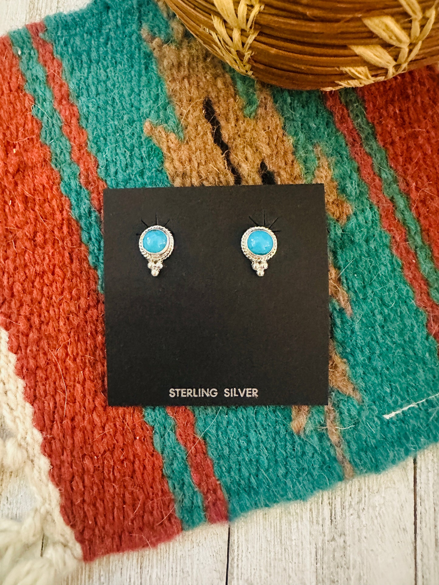 Navajo Sterling Silver & Turquoise Stud Earrings