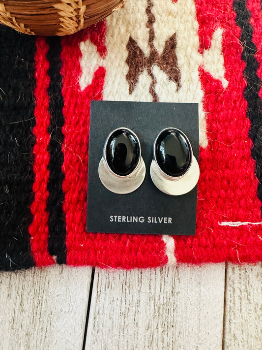 Handcrafted Onyx & Sterling Silver Post Earrings