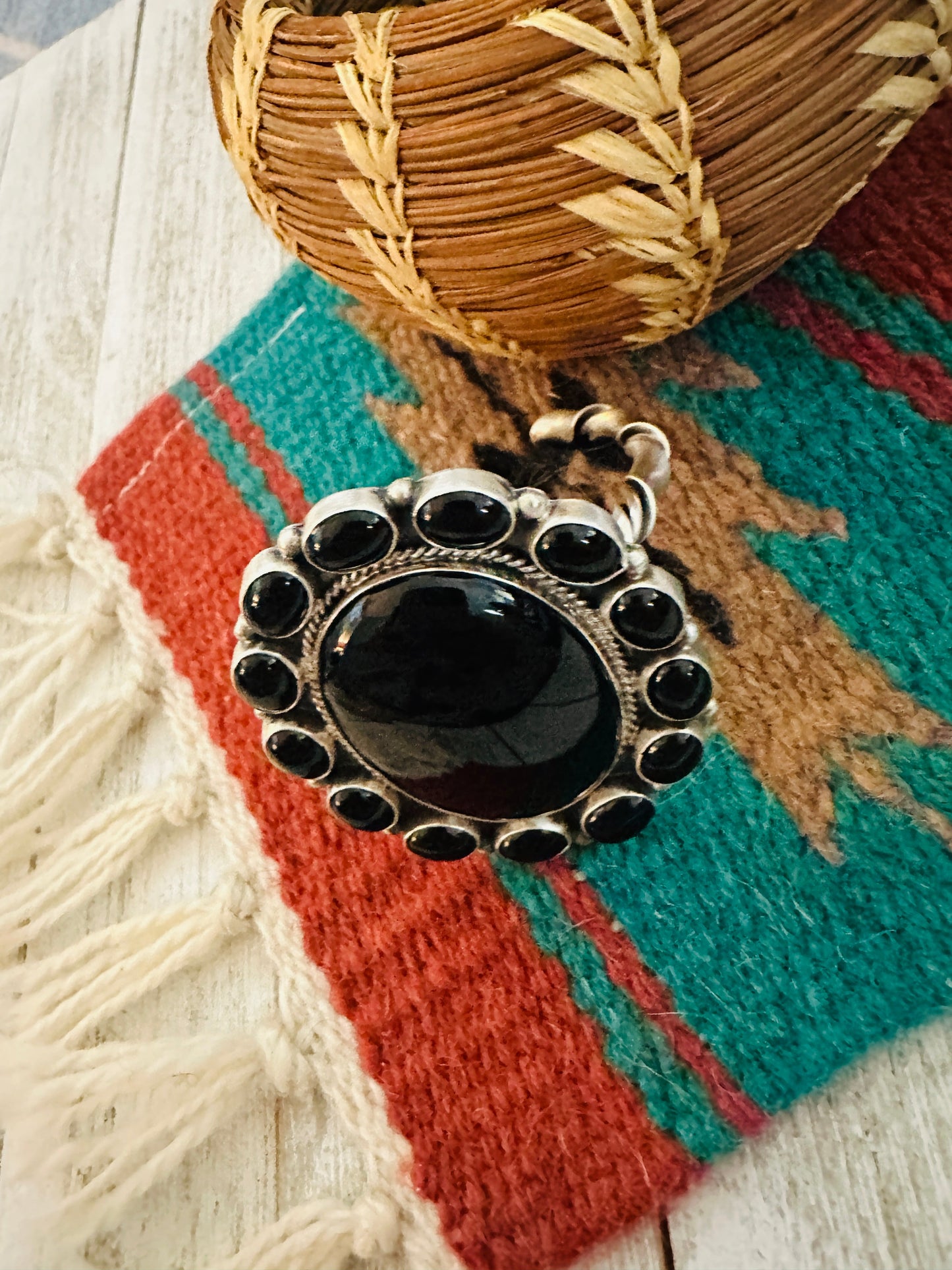 Handcrafted Sterling Silver & Onyx Cluster Cuff Bracelet