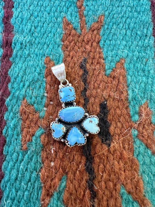 Handmade Golden Hills Turquoise & Sterling Silver Heart Pendant