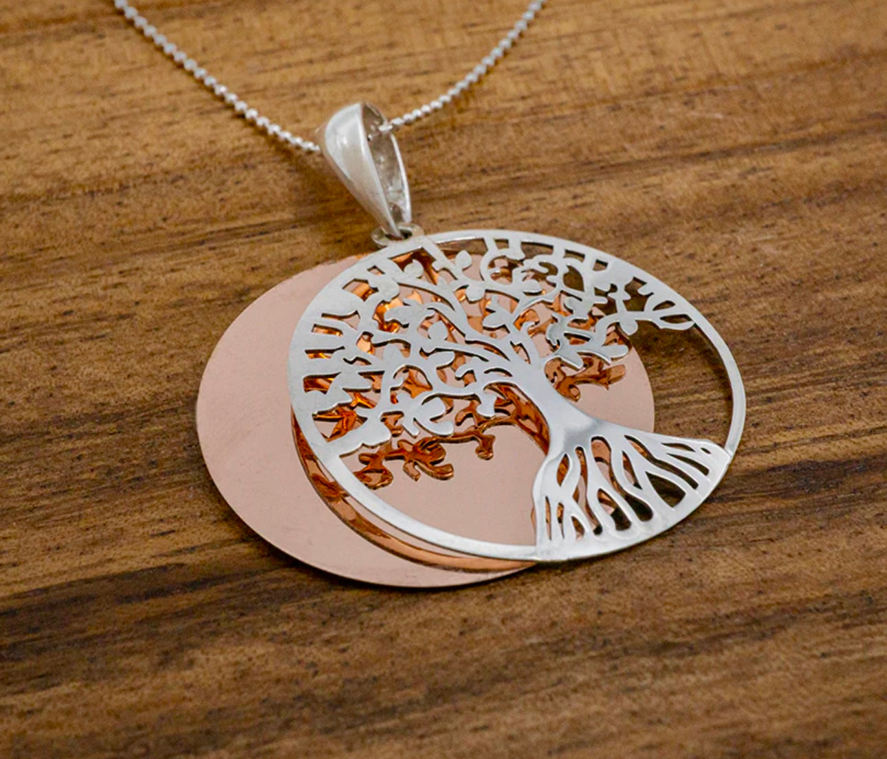Copper & Sterling Silver Tree of Life Pendant Necklace