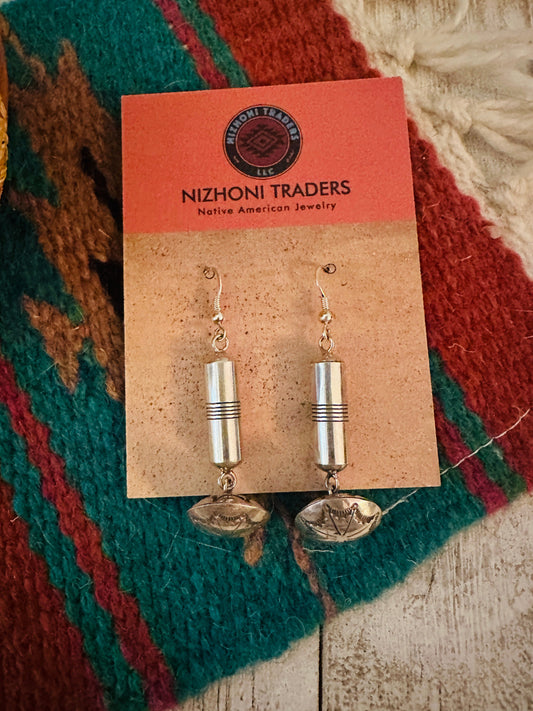 Handcrafted Hand Stamped Sterling Silver Dangle Earrings