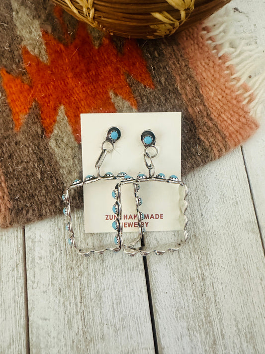 Handcrafted Turquoise & Sterling Silver Snake Eye Dangle Earrings