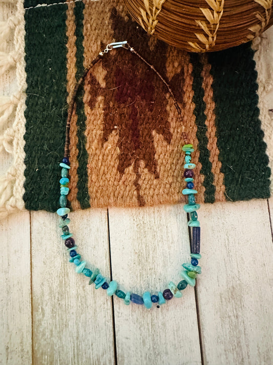 Handcrafted Multi Stone & Sterling Silver Beaded 22” Necklace