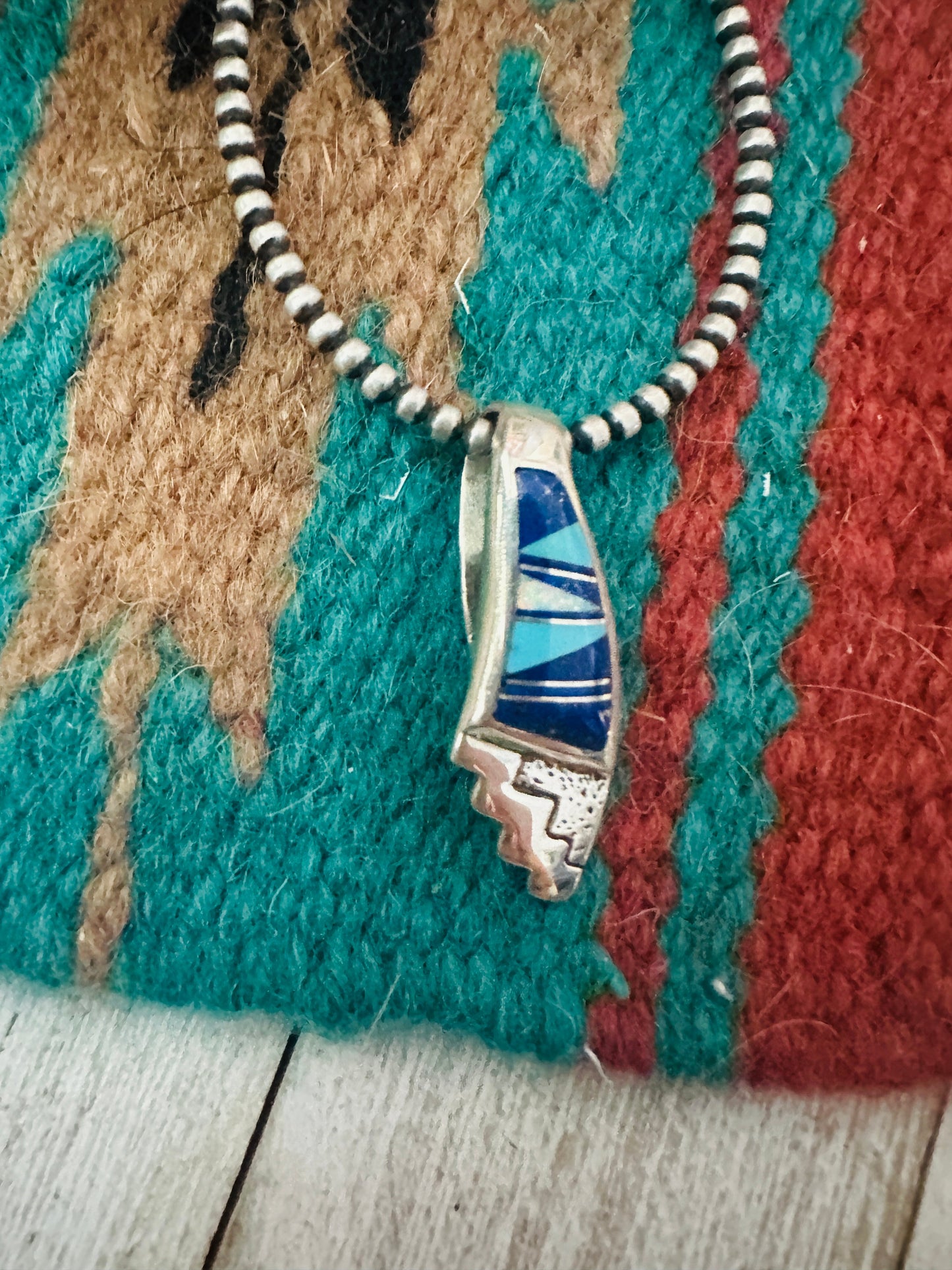 Handcrafted Multi Stone & Sterling Silver Inlay Pendant