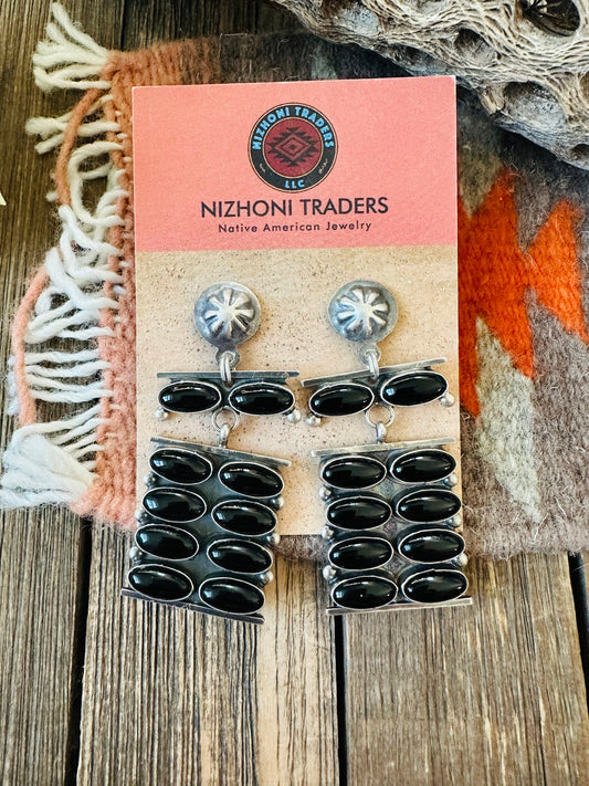 Handcrafted Onyx & Sterling Silver Dangle Earrings