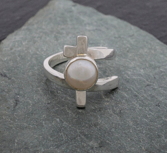 Wrap Sterling Silver Ring w/ Pearl Center
