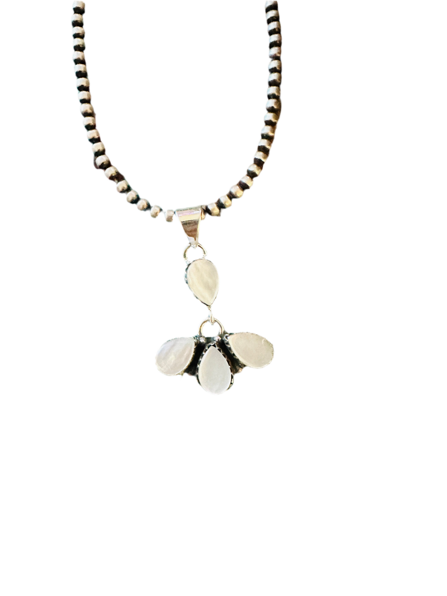 ** Christmas Collection ** Handmade Sterling Silver & Mother of Pearl Pendant Signed Nizhoni