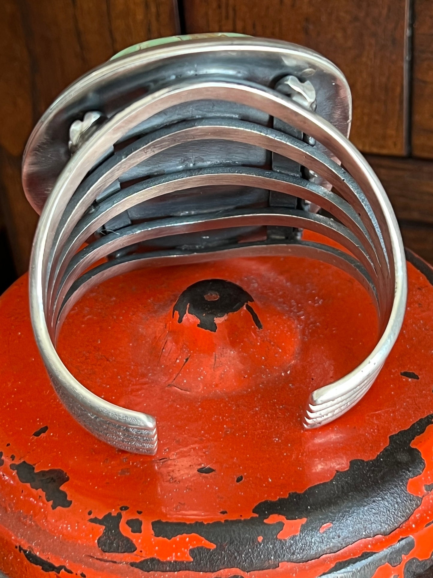 Old Pawn Sterling Silver & Royston Turquoise Cuff Bracelet by Readda Begay /