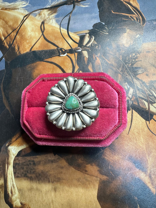 Handmade Turquoise & Sterling Silver Adjustable Ring