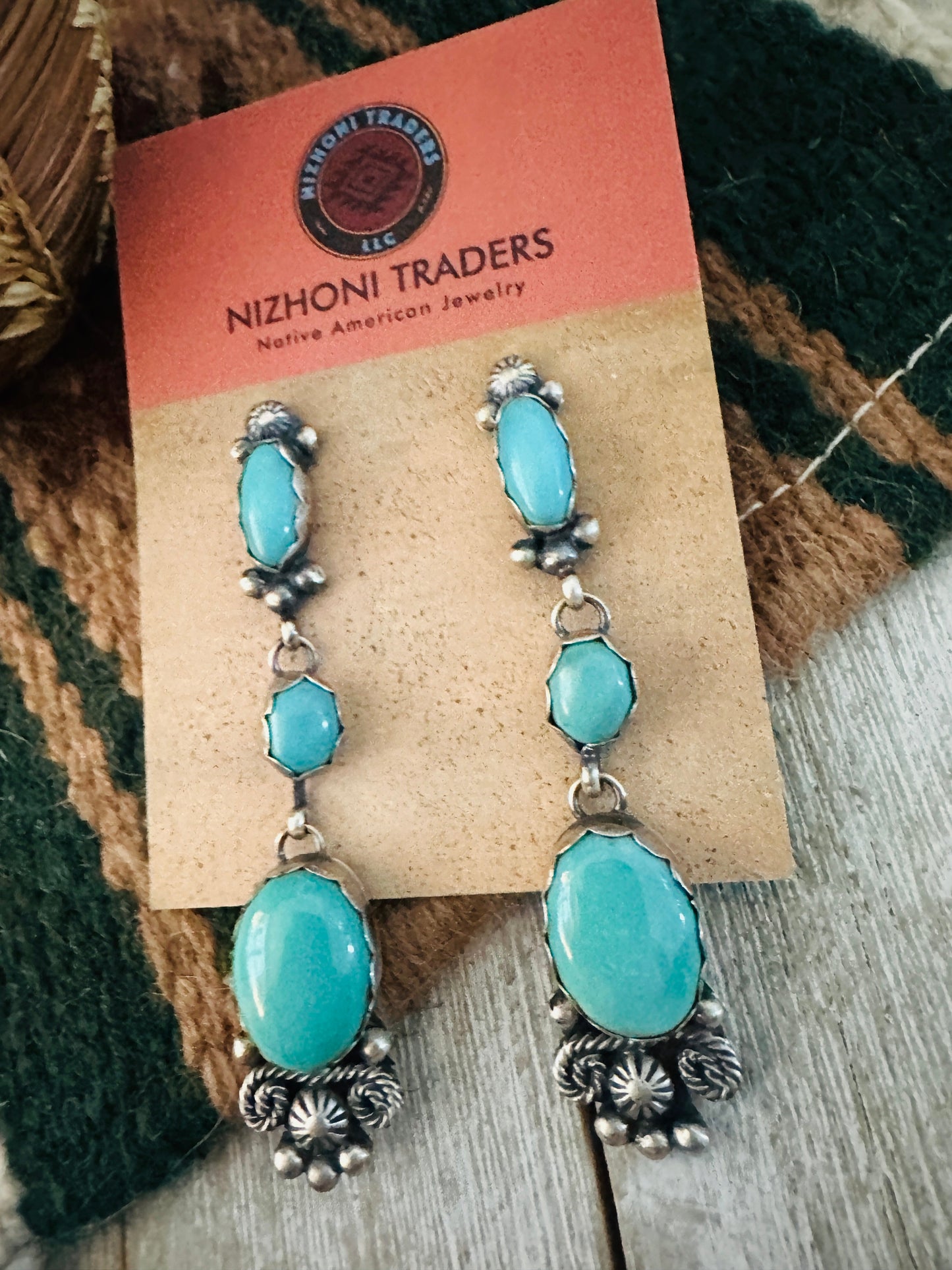 Handcrafted Sterling Silver & Turquoise Dangle Earrings