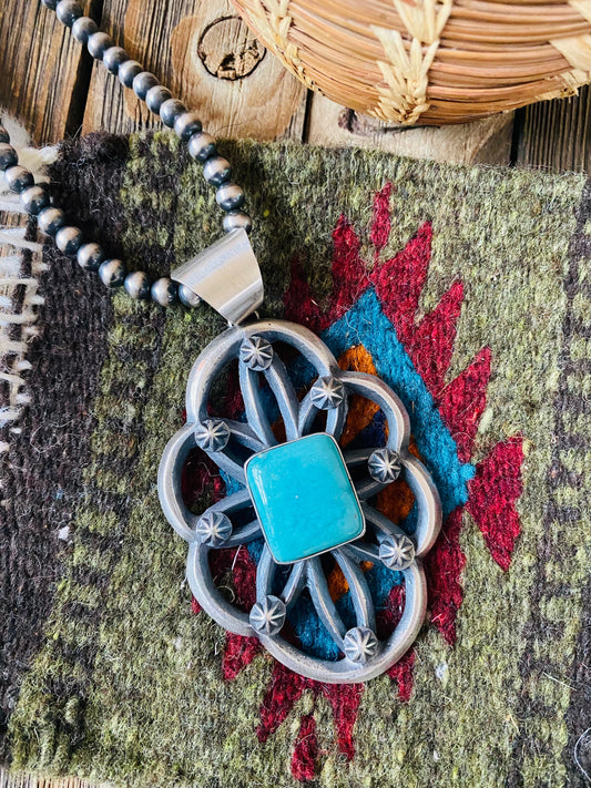 Handcrafted Sterling Silver & Turquoise Pendant By Chimney Butte