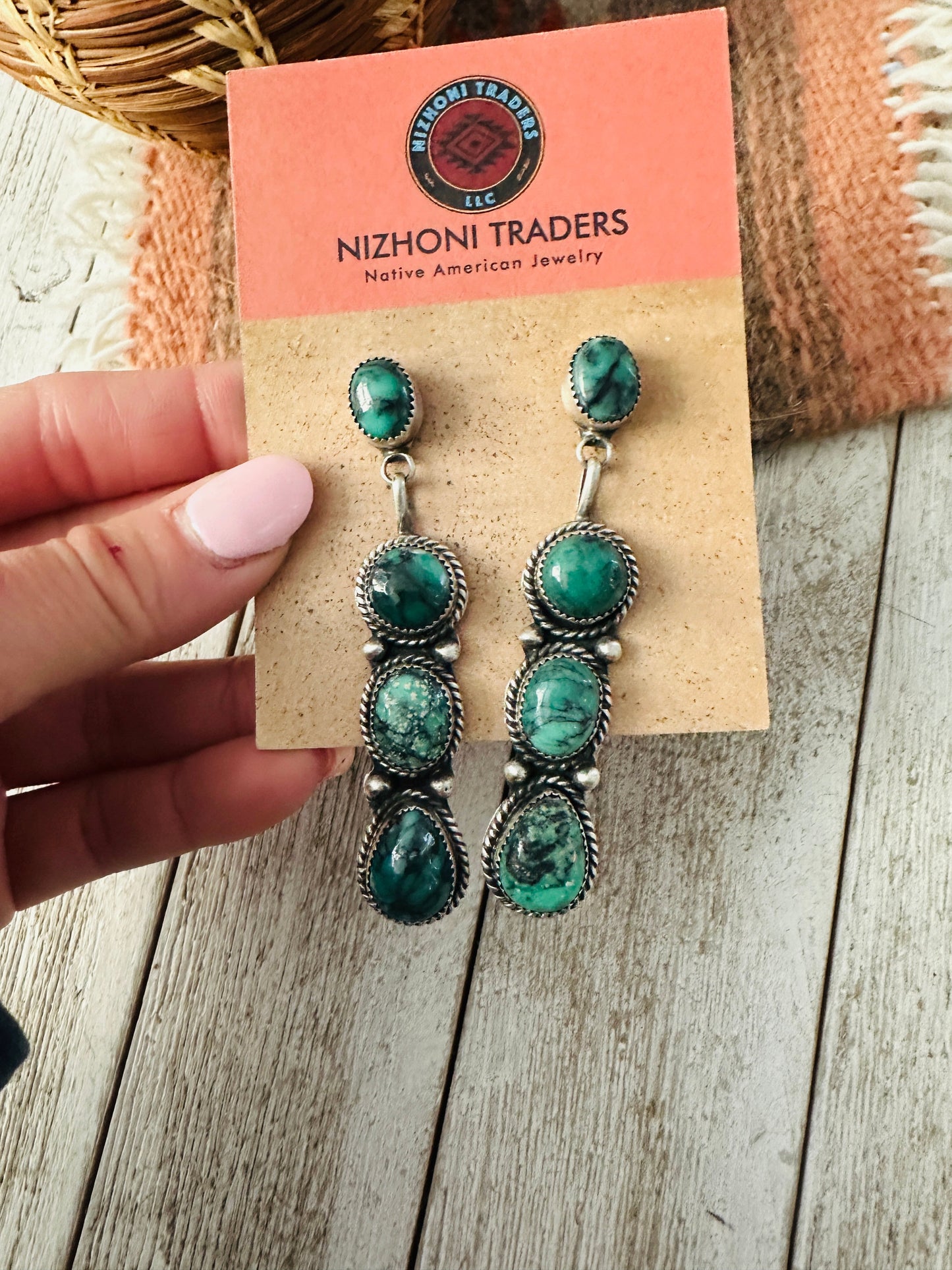 Handcrafted Variscite and Sterling Silver Dangle Earrings