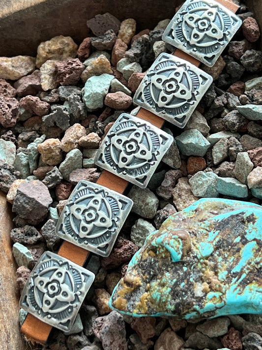 Sterling Silver Concho Slide, 4 Directions